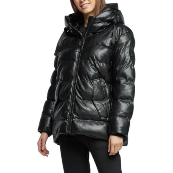 DKNY NWOT padded faux-leather jacket in Black Size M - Picture 1 of 12